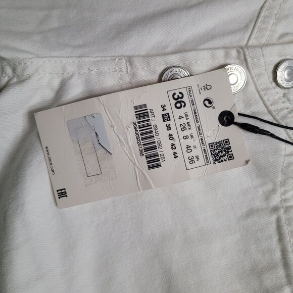 Zara Women’s Size 4 White High Rise 80s Straight Jeans Button Fly NWT Retro - Picture 4 of 4
